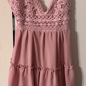 Pink Lace Mini Dress
